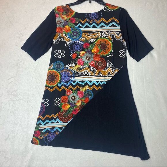 Mischa Asymmetrical Embroidered Floral Colorblock Top Size Medium - Picture 2 of 10